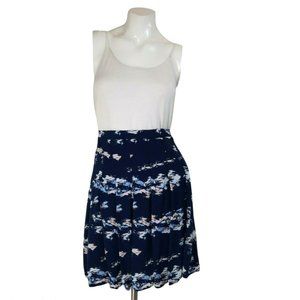 Old Navy Blue Hawaiian Island Scene Pleated Skirt
